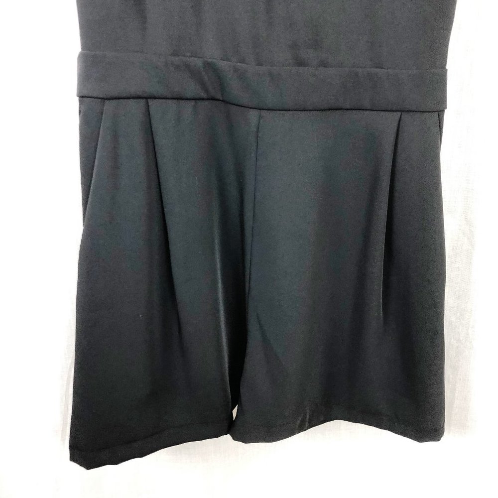 Zara Basic | Black Romper Sheer Swiss Dot Back | L - image 4